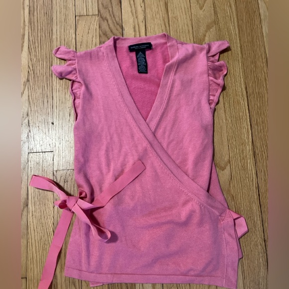 Banana Republic Tops - Banana Republic Pink silk cashmere Wrap Top with Ruffle Sleeves